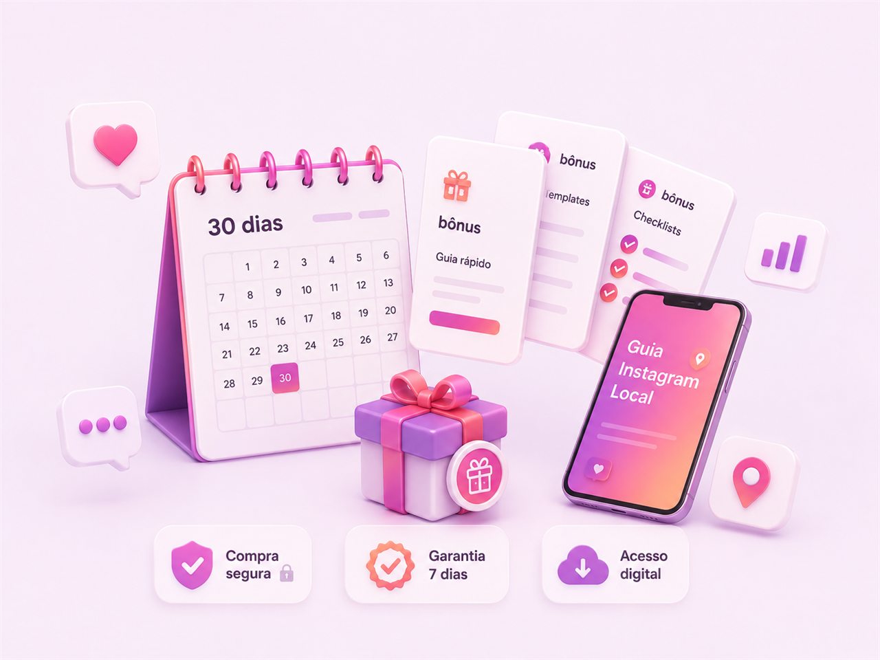 Bônus, calendário de 30 dias e acesso digital ao Instagram do Técnico