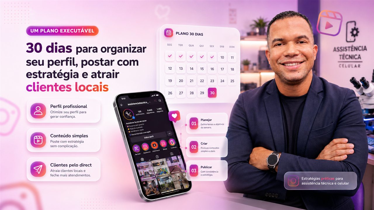 Plano executável de 30 dias para organizar o perfil e atrair clientes locais